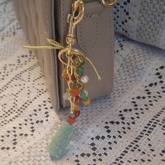 Gemstone And Gold Keychain/Handbag Charm - Picture 2 of 10